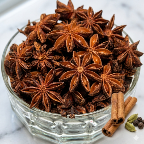 Star anise ( phool chakri) with a strong aroma and rich flavor